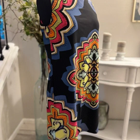 Aryeh Black and Multicolor Patterned Midi Dress - Picture 3 of 4